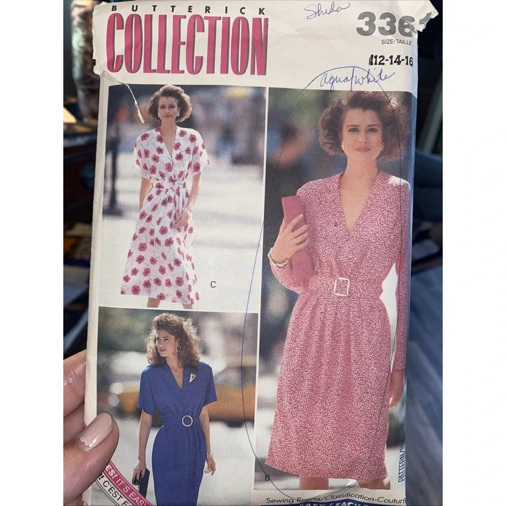 Vintage 1989 Butterick Collection Dress Pattern 3361 Size 12-16 Uncut